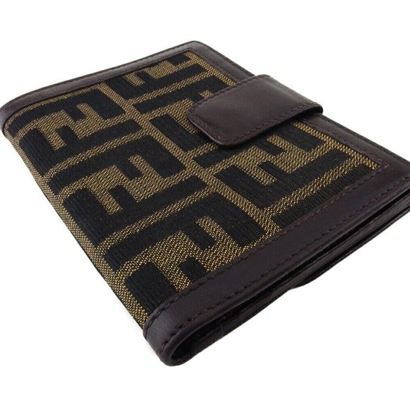 FENDI W Wallet Zukka Beige Canvas x Leather Authentic - Picture 4 of 10